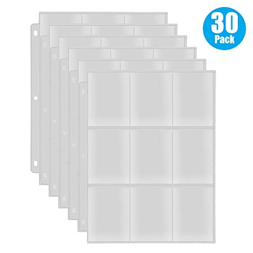 RETTACY Baseball Card Sleeve for 3 Ring Binder,9-Pocket Trading Card Sleeves for Pokemon Trading Cards,Baseball Cards 30 Pack RETTACY Baseball Card Sleeve for 3 Ring Binder,9-Pocket Trading Card Sleeves for Pokemon Trading Cards,Baseball Cards 30 Pack